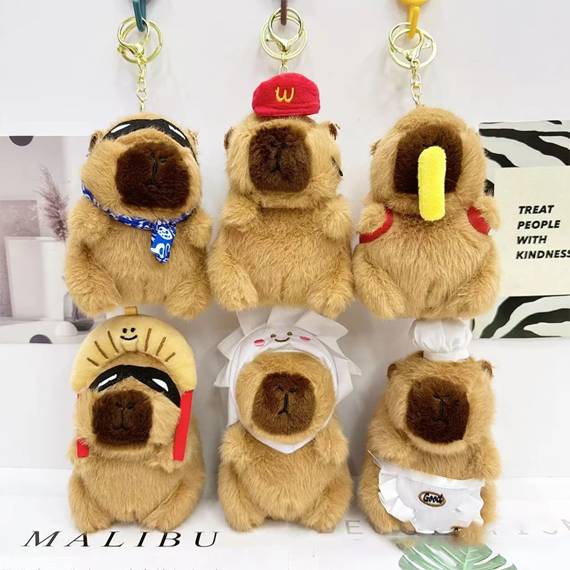 Cute Cartoon Capybara Plush Doll Toy Keychain Pendant Backpack Hanging Ornaments Gift