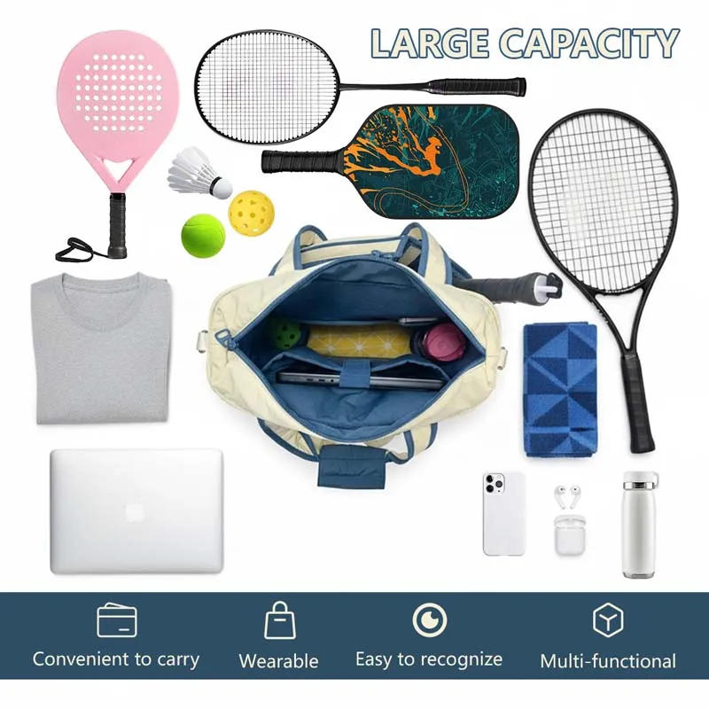 Professional Tennis Bag Outdoor Sport Badminton Pickleball Padel Racquet Bags Large Capacity Women Tennis Racquet Shoulder Bag