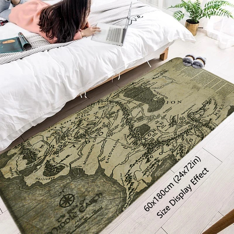 Middle Earth Map Rugs Foot Carpets Entrance Doormat Kawaii Rug Floor Mats Anti Slip Mat Home Decor Kitchen Hallway Carpet