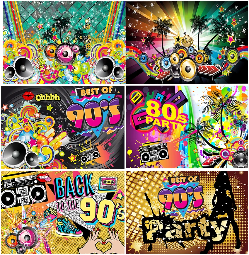 80s 90s Retro Disco Party Hip Pop Music Backdrops Glitter Glow Ball Dance Photographic Backgrounds Photozone Studio Photo Decor