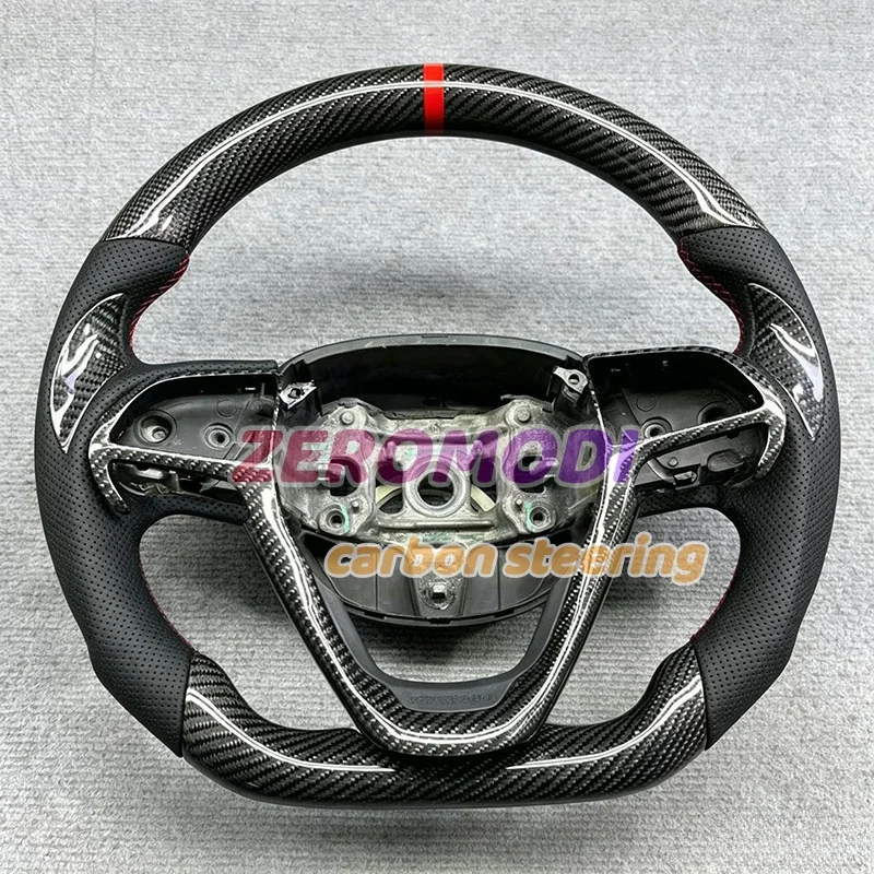 D-Shape Real Carbon Fiber Steering Wheel with Perforated Leather For Jeep Cherokee 2014-2023 Sport Custom Car Steering Wheel