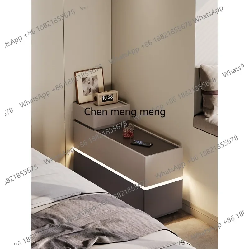 

Italian minimalist ultra-narrow bedside table, bedroom crevice cabinet, drawer cabinet with lamp, advanced sense