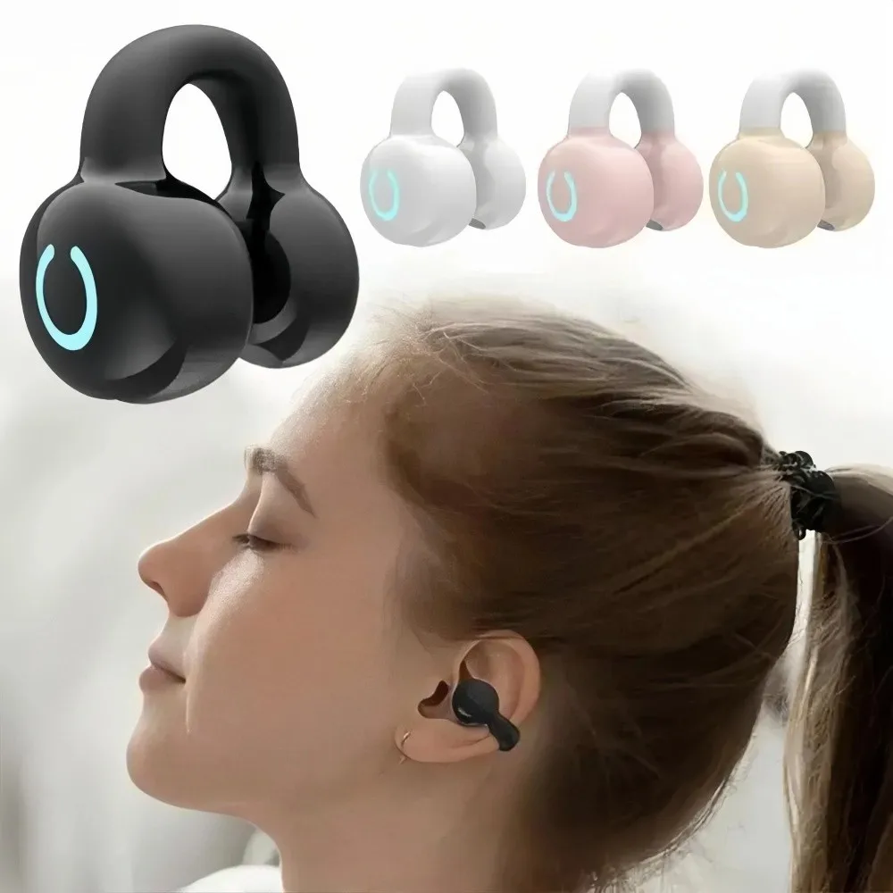 Extra Long Calls General Bluetooth 5.3 Earphone Single Ear HiFi Stereo Ear Clip Headphones Long Battery Life Bone Conduction