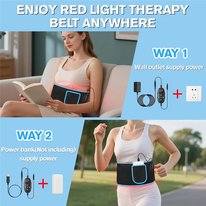 حزام ملفوف للعلاج بالضوء الأحمر من ABLE 660 نانومتر و 850 نانومتر ضوء بالأشعة تحت الحمراء، مثالي لتخفيف آلام الجسم