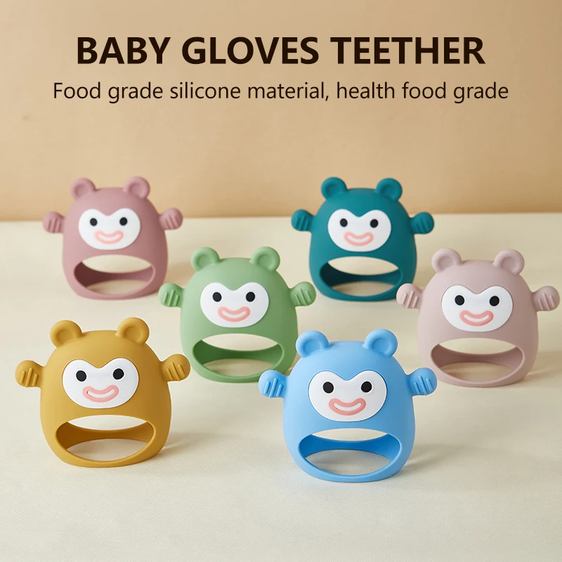 

Силиконовый прорезыватель в форме боксерской перчатки, средство для прорезывания зубов для младенцев, успокаивающая игрушка-грызунок для новорожденных
