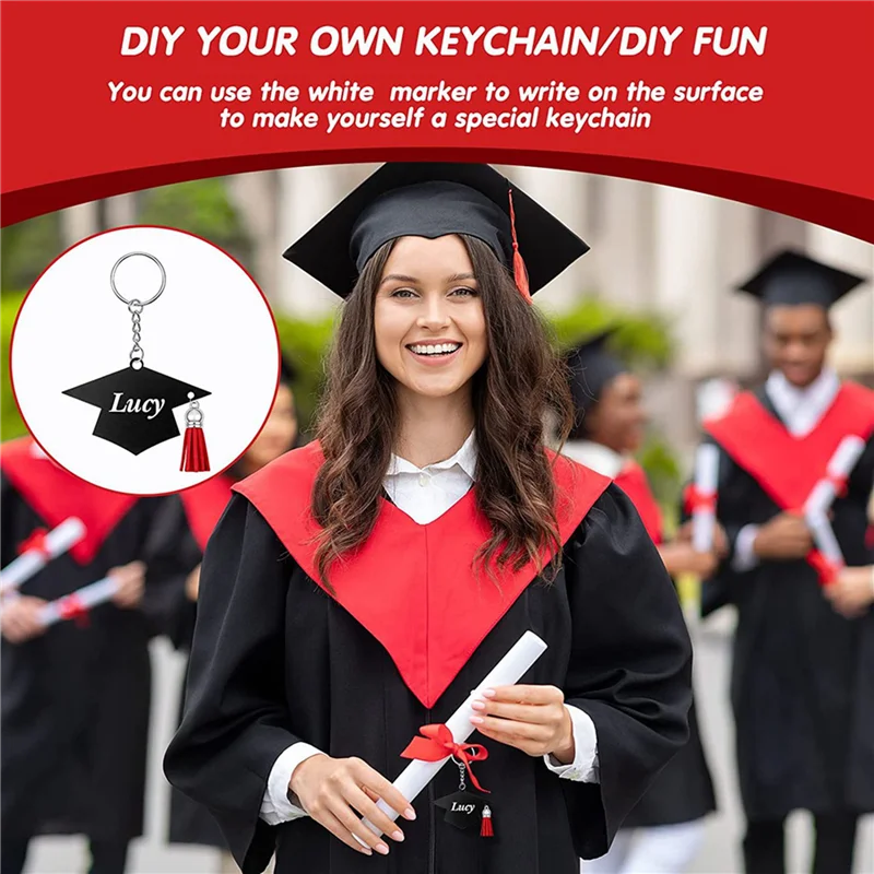 

TFTP-48Pcs Graduation Cap Charm Keychain Pendants Tassels Keychain Party Favor Class Of 2023 Graduation Gifts