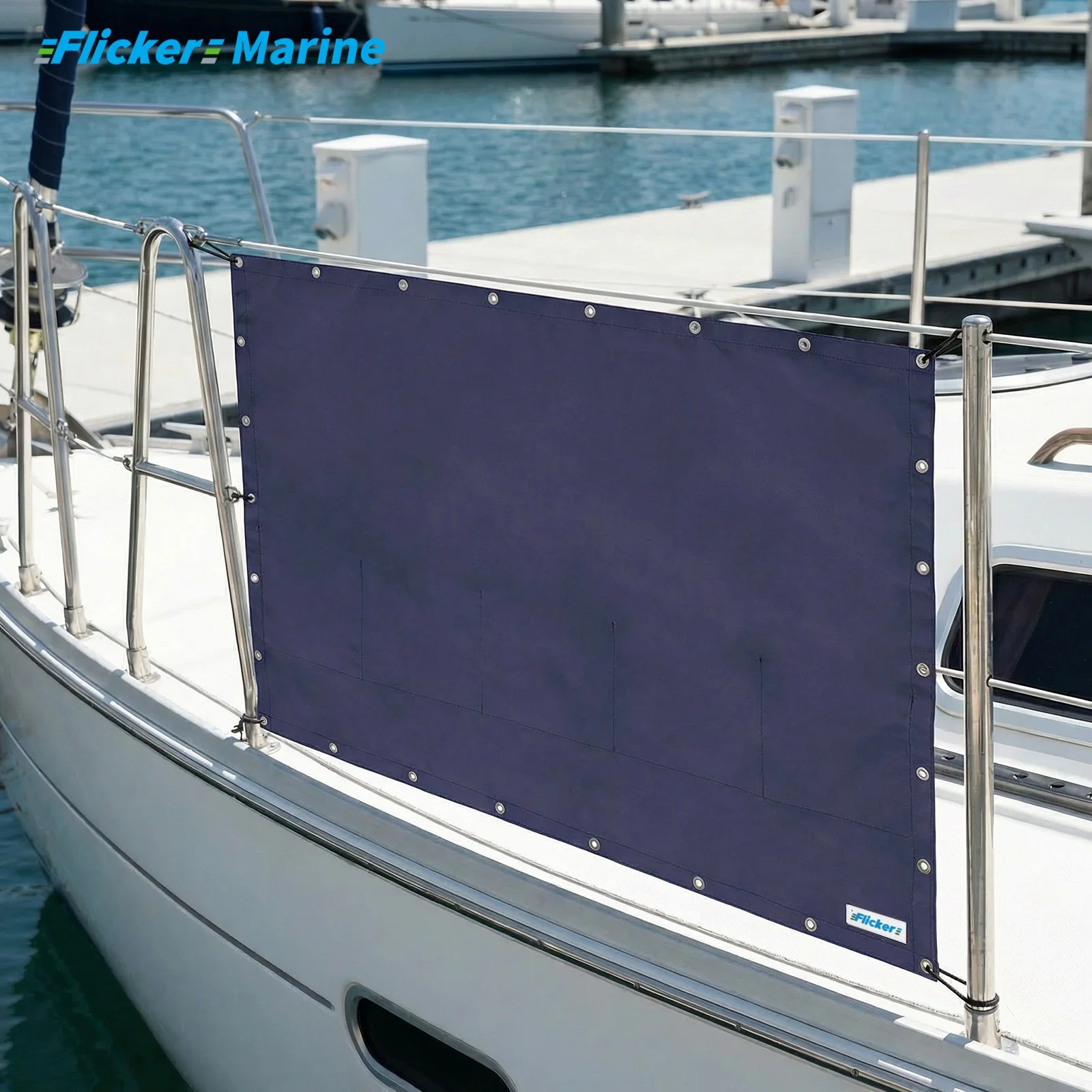 FLICKER MARINE Boat Lifeline Privacy Screen Multi Size UV Resistant Durable Marine Fabric Protective Screen Easy Fit Design