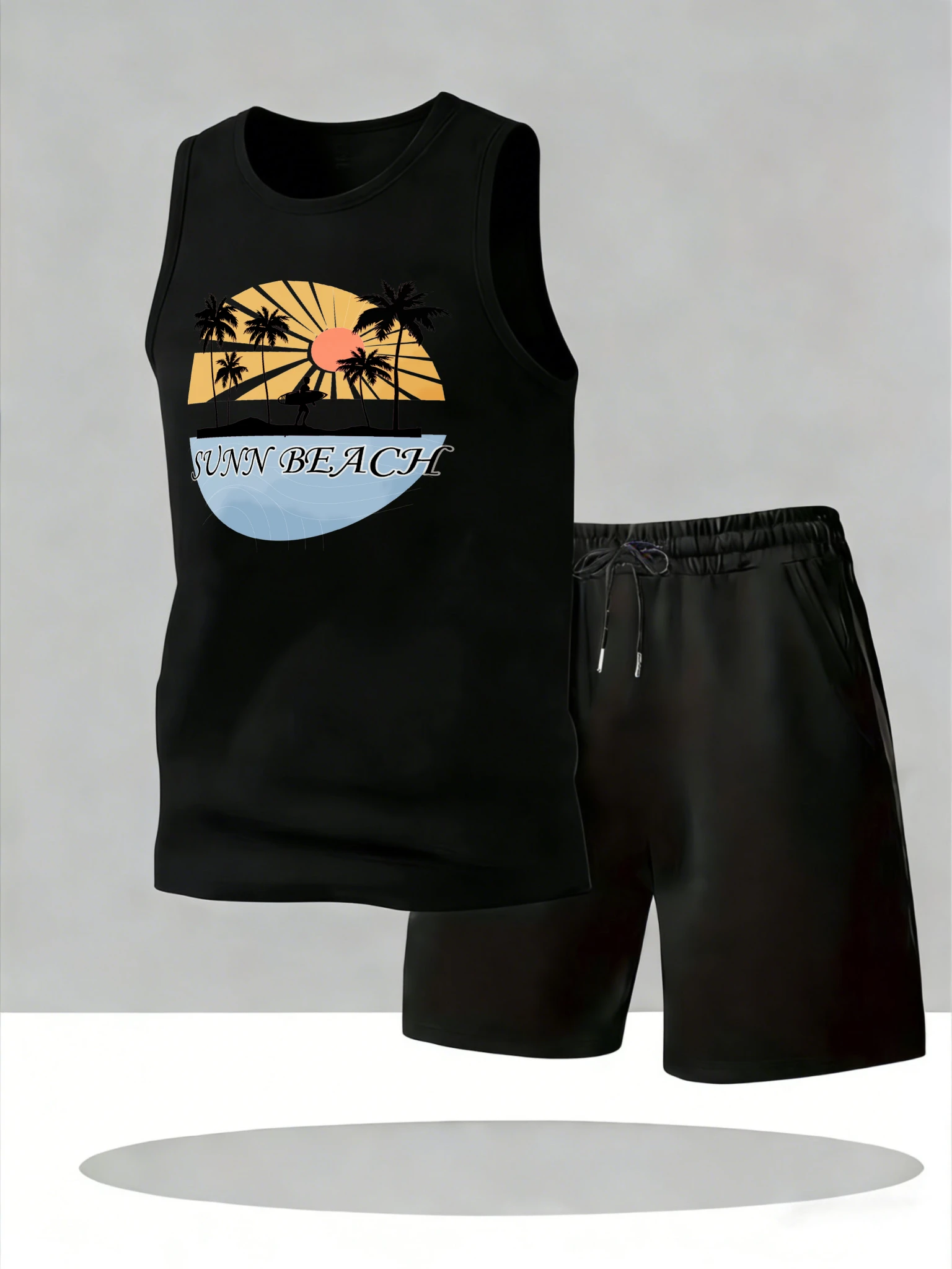 

Men's Tank Top Sets 2026 Summer Quick drying men's tracksuit Breathable running oversize beach men's chandals sports crewneck