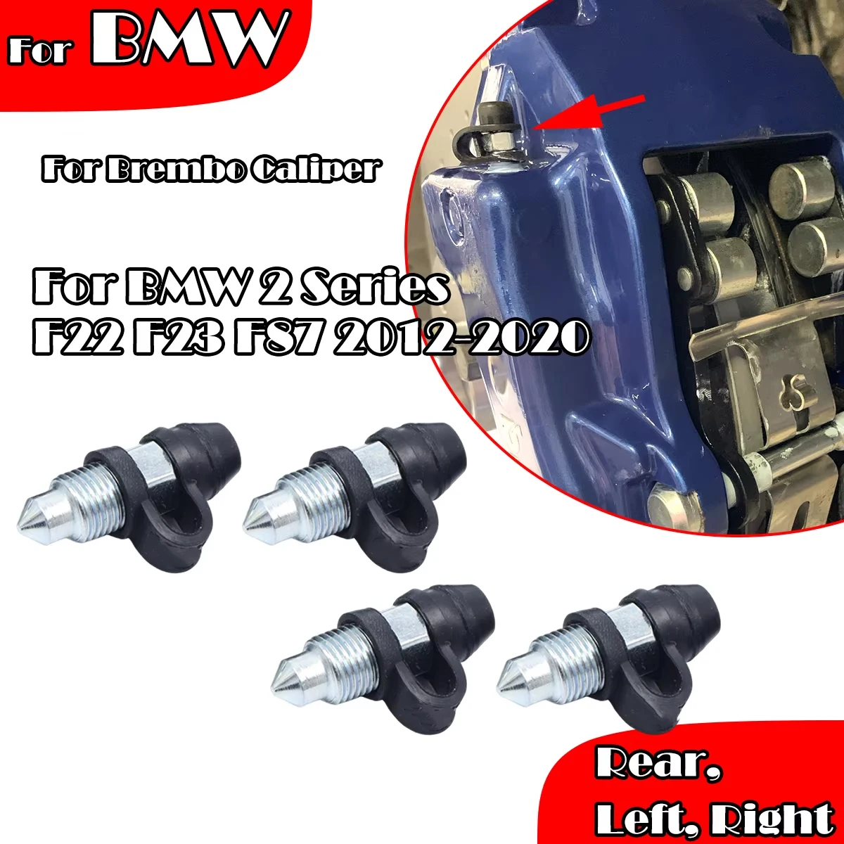For BMW 2 Series F22 F23 F87 Rear Left Right Brake Caliper Bleed Nipples Screws Repair Kit Bleeder Valves Dust Caps 2012-2020