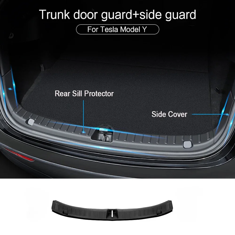 

For Tesla Model Y Trunk Sill Protector Pad TPE Rear Cargo Threshold Cover ABS Bumper Plate Mat Sides Insert Fender Accessories