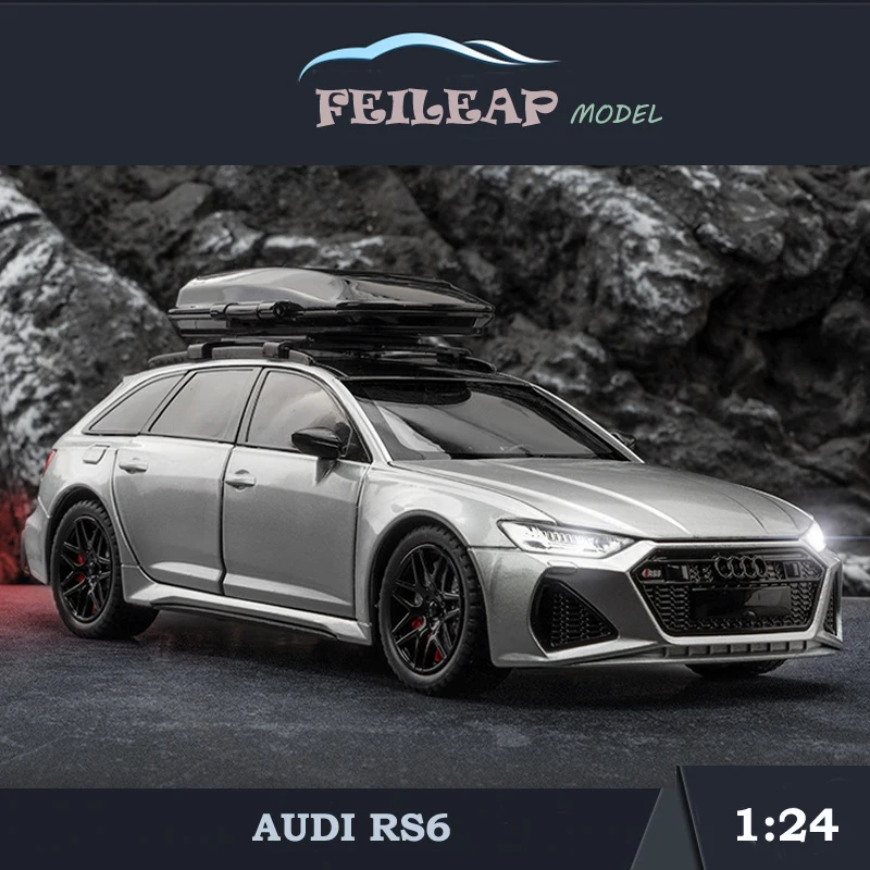 

1/24 Scale Audi RS6 Alloy Car Model Sound Light Pullback Diecast Toys Vehicles Kids Boys Birthday Gift Metal Voiture Miniature