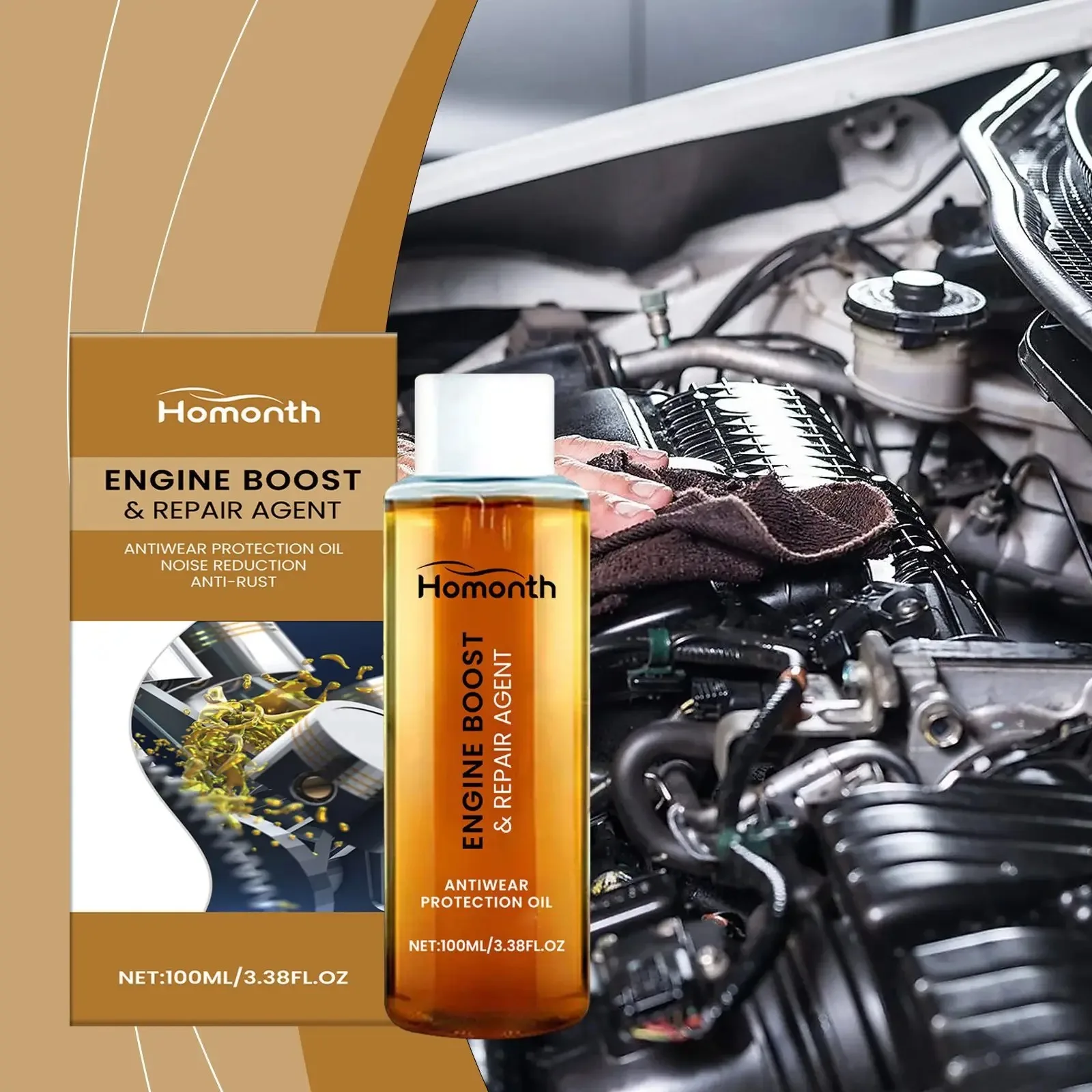 

100ml Engine Oil Additive - Anti Wear Protection Agent for Car Motorcycle Truck Reduces Noise Friction, Helps Extend Engine Life