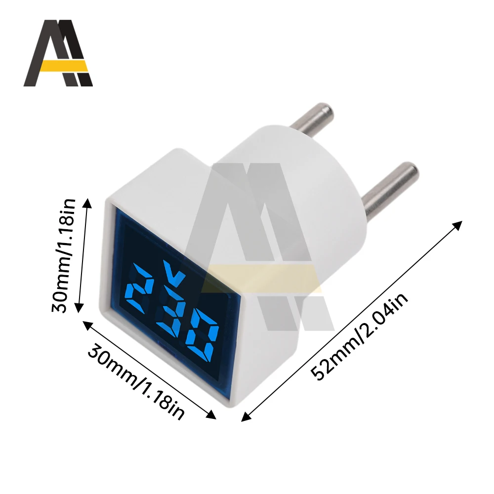 AC 50-500V Mini Voltage Meter Indicator Light Volt Tester LED Digital Voltmeter 30mm Test Gauge Amp Detector indicator EU Plug