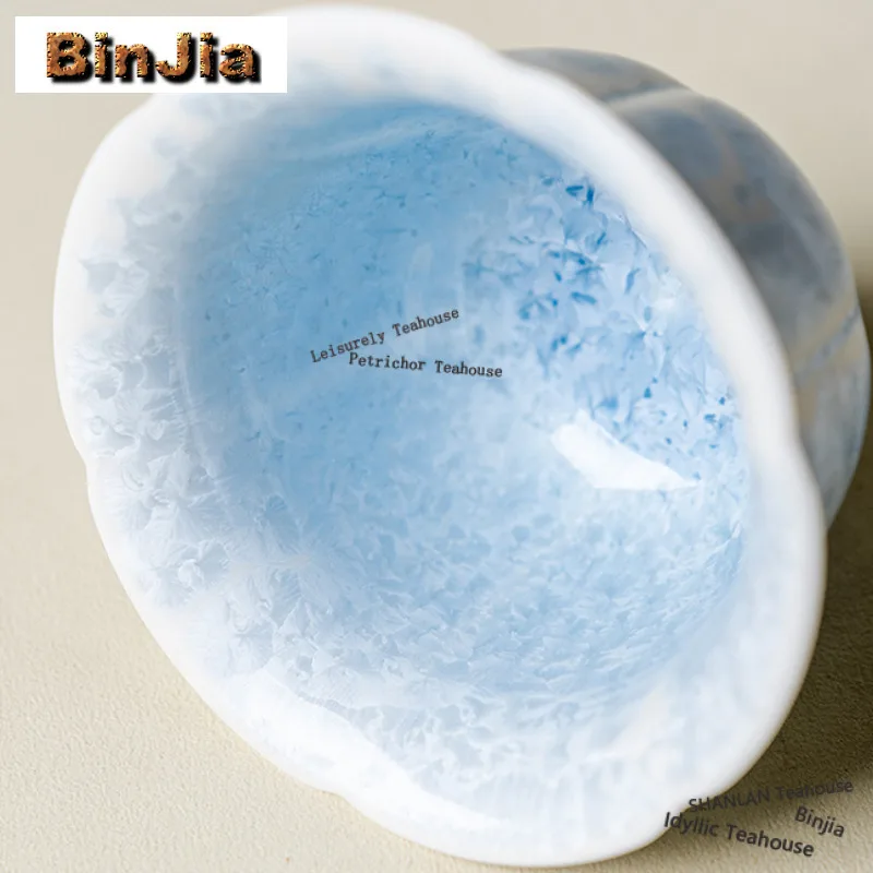 150ml Blue Ice Crystal Glaze Gaiwan Luxury Tea Tureen Tea Bowl With Lid Kit Tea Maker Cover Bowl Kung Fu Tea Set Decoration