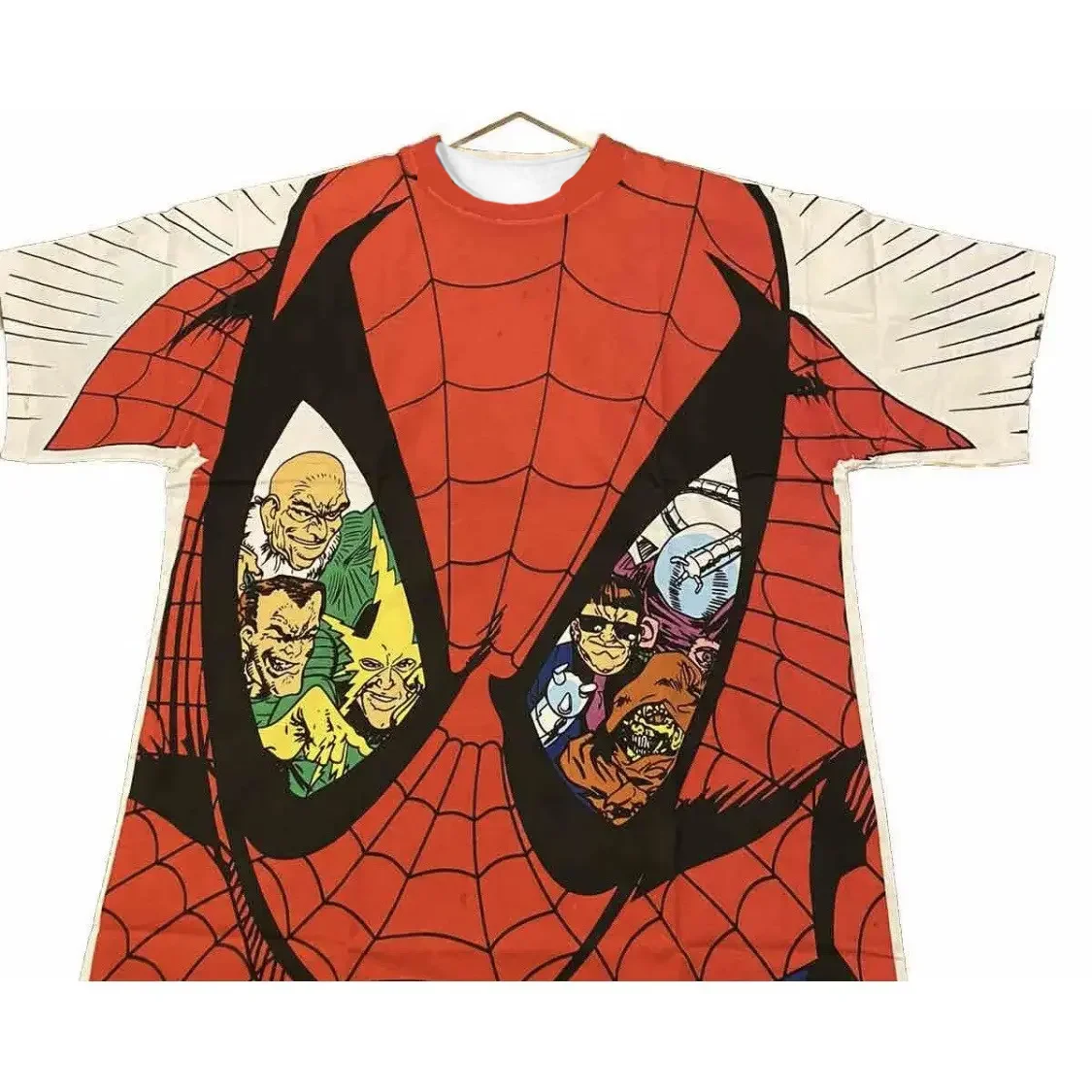 

Футболка с 3D-принтом «Визуально эффектная ретро-граффити-паутина Человека-паука» в американском уличном стиле, с коротким рукавом