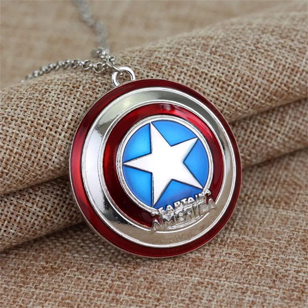 Marvel Avengers Necklace Superhero Captain America Shield Metal Pendant Neck Chain Collar Trend Jewelry Decoration Accessories