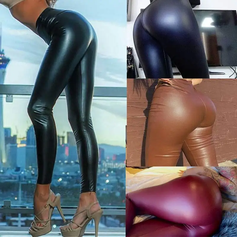

Sexy Mid-Length Leather Pants Women's Slim-Fit Base Layer Trousers Autumn Winter Faion Trendy High Waist Pants