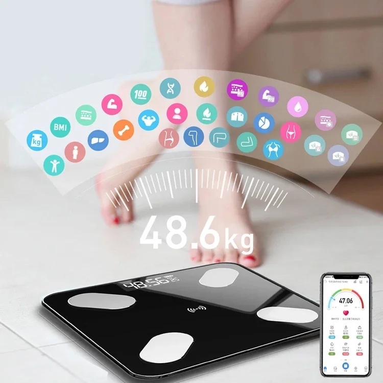 App Smart Bluetooth Body Fat Scale Wireless Body Mass Index Bathroom Weight Scale Body Composition Monitor Health Analyzer
