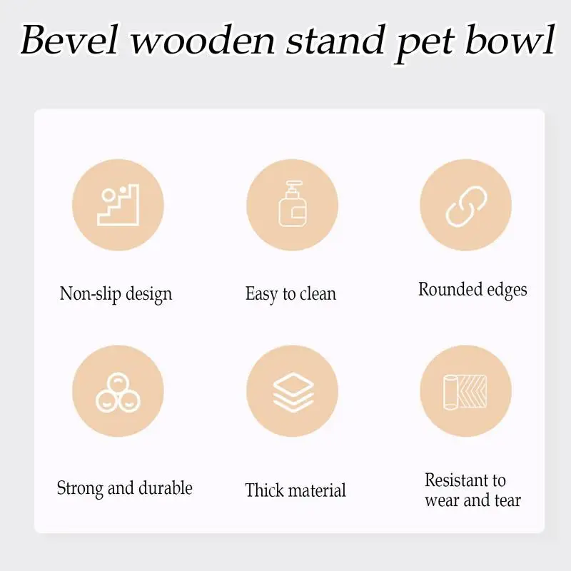 وعاء طعام للكلاب مرفوع بقاعدة خشبية محطة تغذية صديقة للانزلاق للقطط الصغيرة والمتوسطة والكبيرة