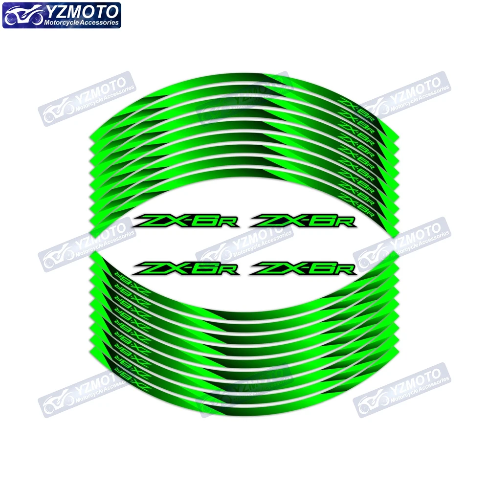 

For Kawasaki Ninja ZX6R 636 599 ZX-6R Motorcycle 17 Inch Sticker Front Rear Decal Wheel Hub Waterproof Reflective Rim Stickers