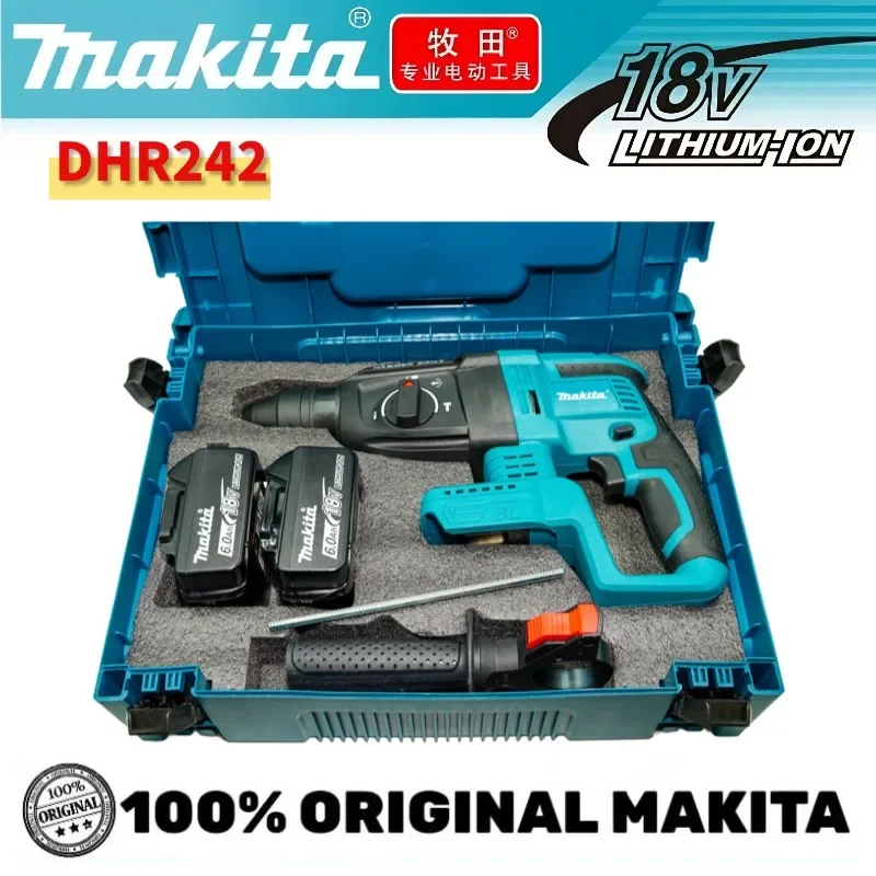 100% Original Makita DHR242 18V Bürstenloser Bohrhammer 2J Schlagkraft 24mm Beton 4700 IPM 3 Modi Hochleistungs-Profi-Werkzeug