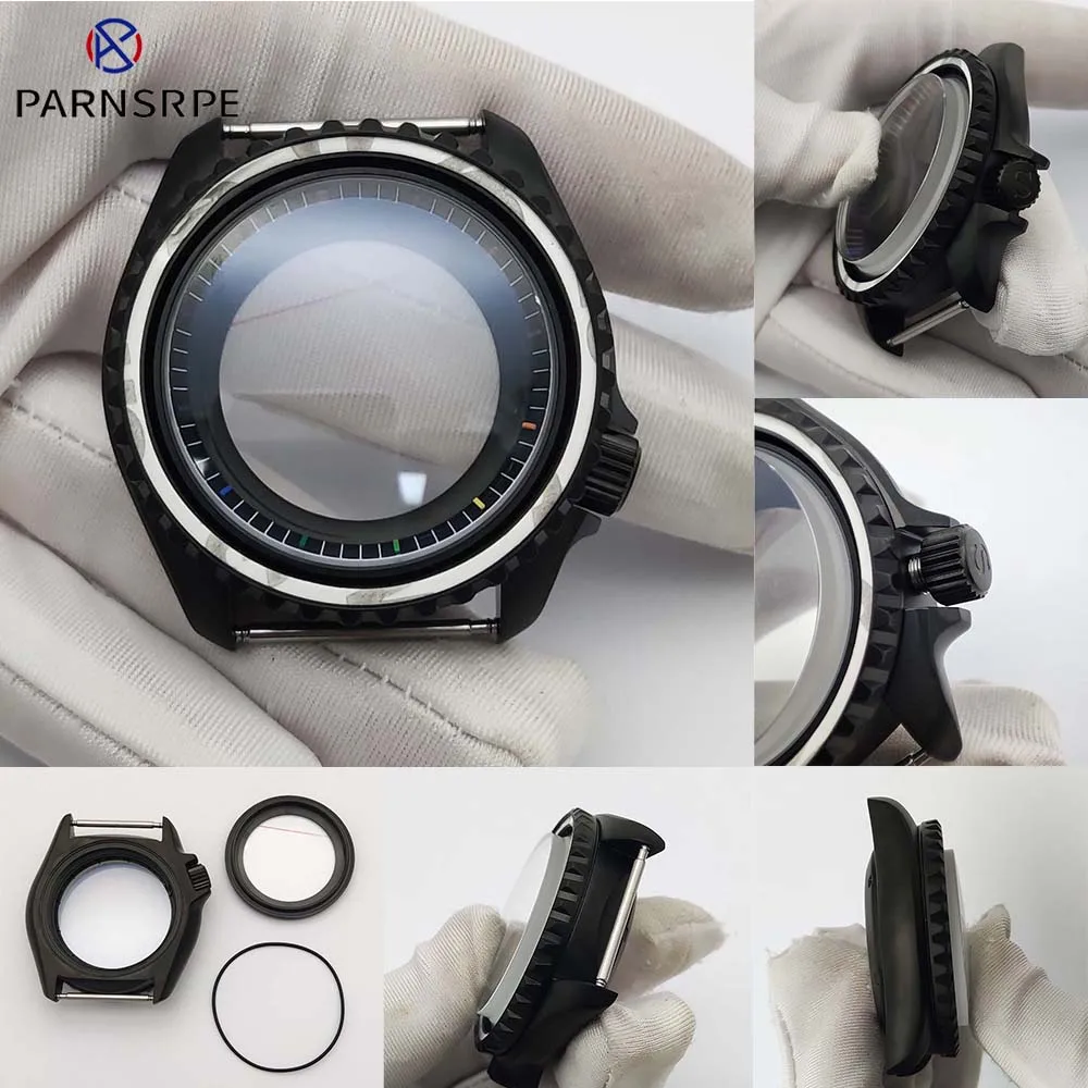 Men's Watch Assembly Parts NH35 Case for NH35 and NH36 Movements Sapphire Glass Black Sandblasted Case Frosted