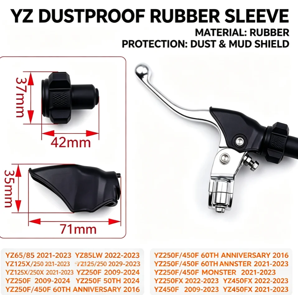 Dirt Bike Dustproof Rubber Sleeve Clutch Lever Dust Boot Mud Shield Protector For Yamaha YZ YZF YZFX Series 2009-2024