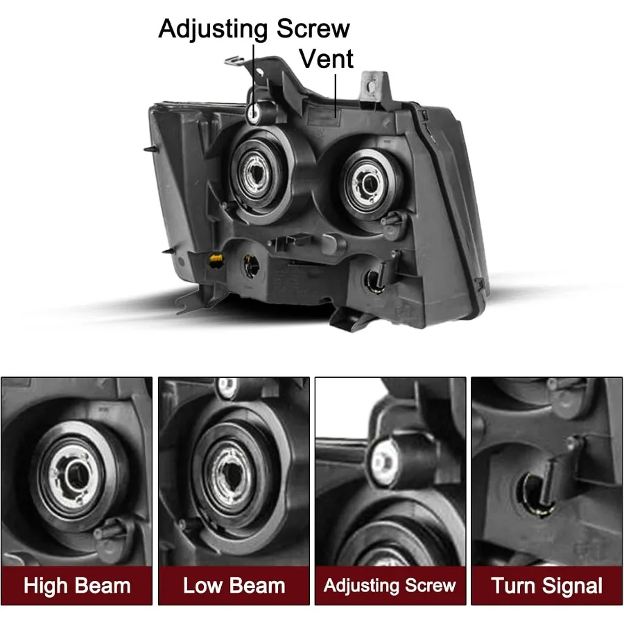 مجموعة المصابيح الأمامية مع استبدال المصابيح لسيارة تشيفي تاهو سوبربان أفالانش للسائق وغطاء كروم جانبي للركاب #3