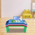 4 Pcs Kids Lap Desk Tray, Plastic Breakfast Laptop Trays with Side Pockets, Portable Lap Bed Table