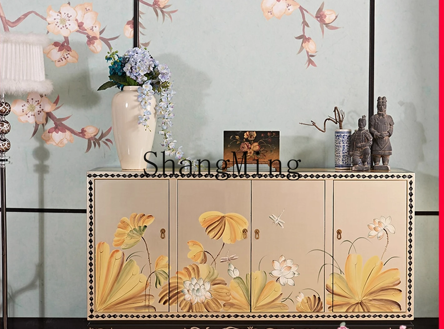 

CL new Chinese entry door champagne silver porch cabinet living room storage decorative locker