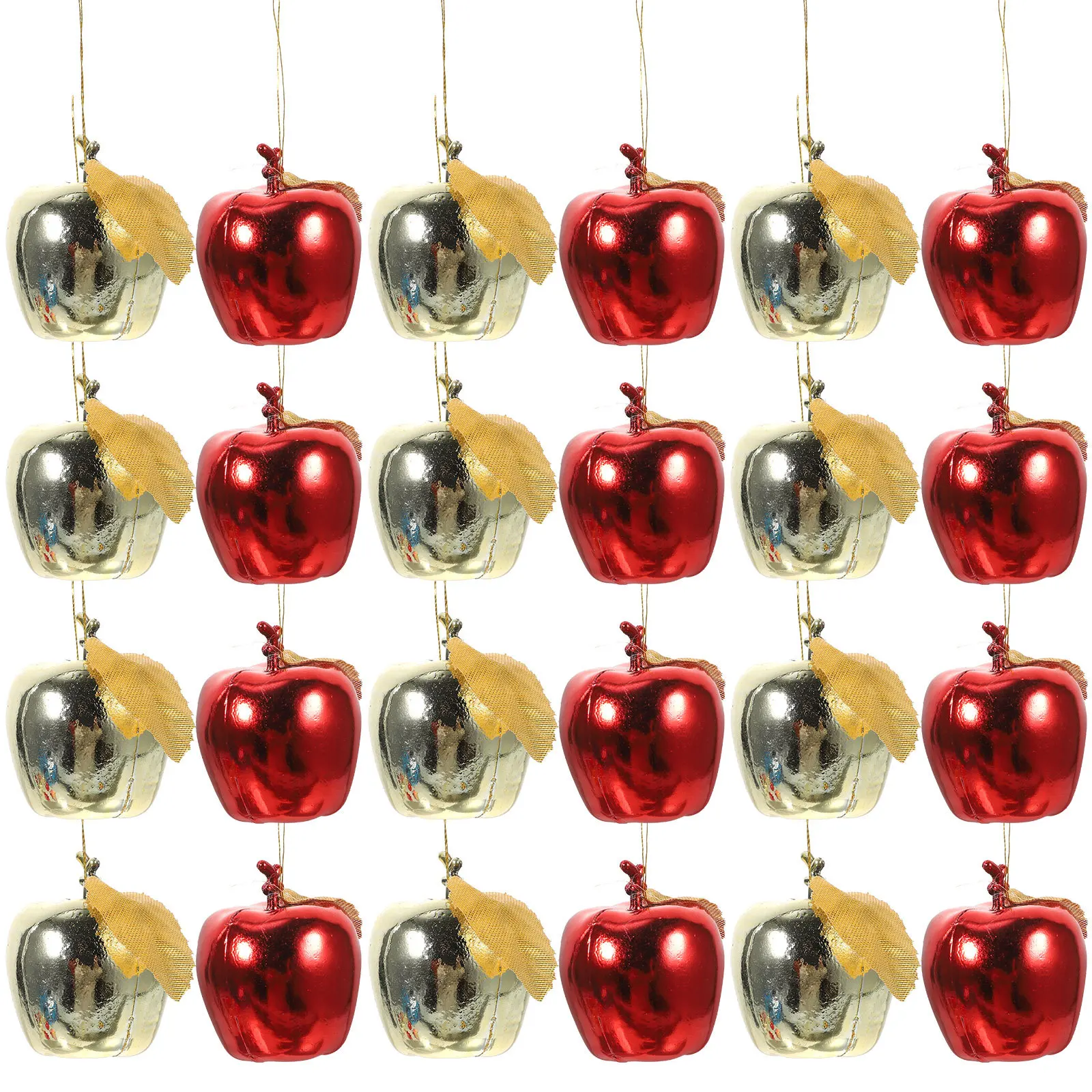 

24Pcs Simulation Apple Pendant Premium Plastic Hanging Ornament Christmas Tree Decoration Wedding Party Office Decor