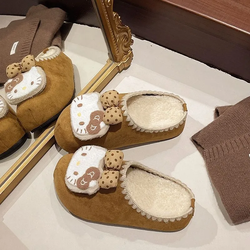 Kawaii مرحبا كيتي سانريو الطلاب لطيف الكرتون أحذية دافئة مريحة الأطفال نعال من القطن أحذية منصة هدية للأطفال