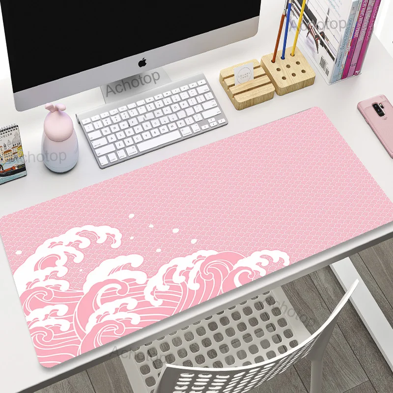 

Mouse Pad Pink Great Wave Art Computer XXL Keyboard Mousepad Gamer Desk Mat 900x400 PC Accessories Office Carpet Table Mausepad