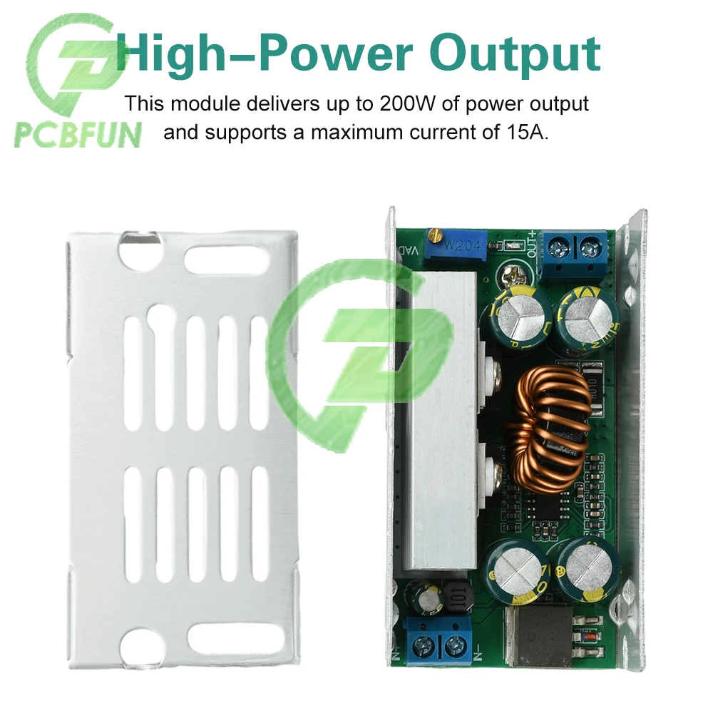 

High Power DC Buck Converter 200W Adjustable Voltage Regulator Module 8-55V Input 1-35V Output with Overcurrent Protection