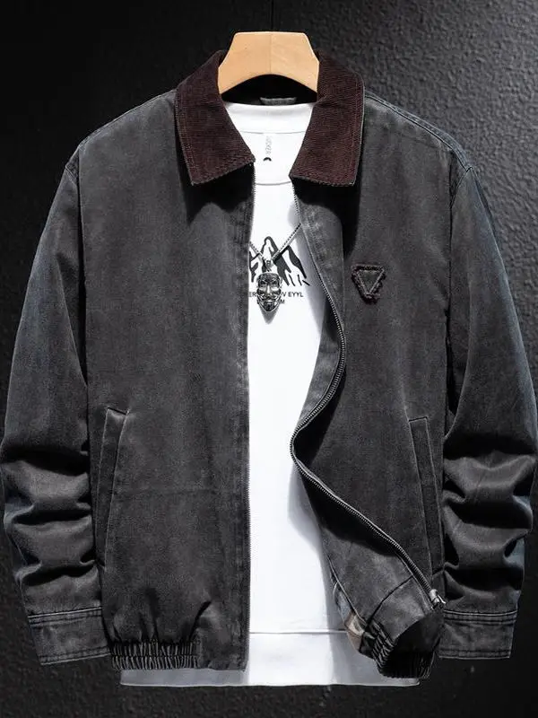 

Свободный крой из искусственной кожи для мужчин, повседневный отложной воротник, цвет глаз, осень-зима, модное полиэфирное волокно