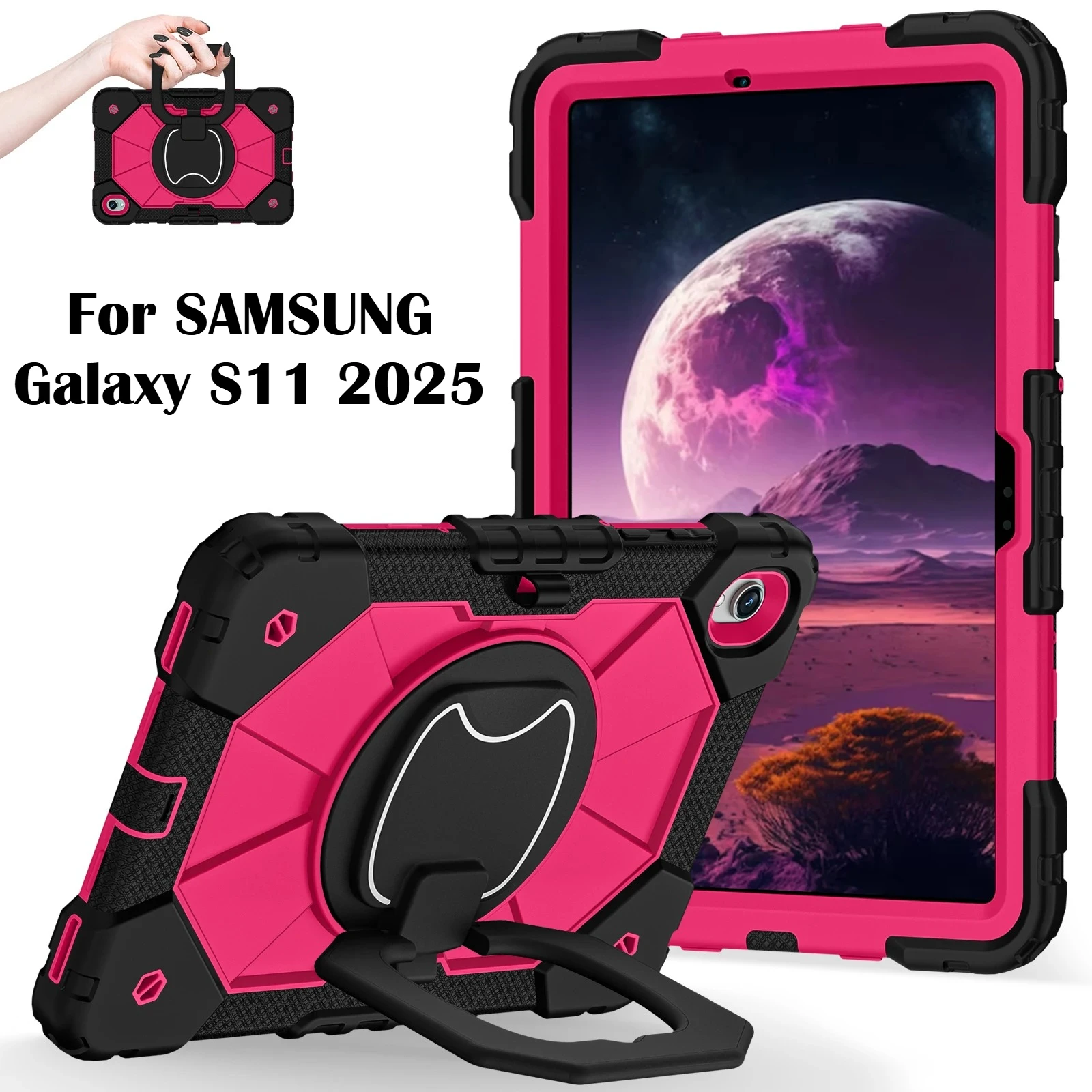 360°Rotation Stand Tablet Case for Samsung Tab S11 2025 S10 S9 FE A11 A9 Plus A7 Lite Kids Hard Armor Shockproof Protector Cover