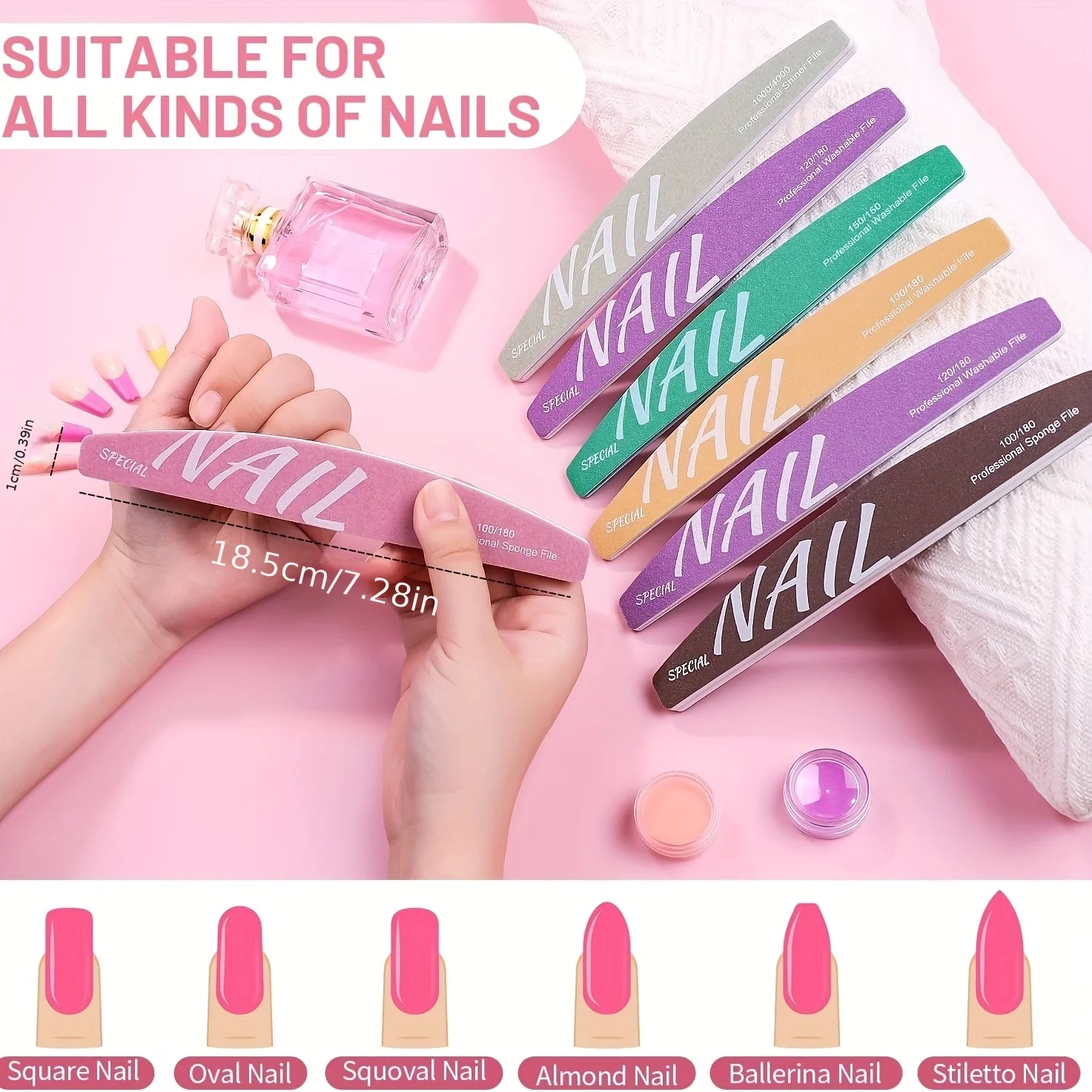 13 قطعة من مبرد أظافر أكريليك، مبرد أظافر خاص قابل لإعادة الاستخدام، أظافر جل، أظافر طبيعية، أداة تشذيب الأظافر للمنزل والصالون #3