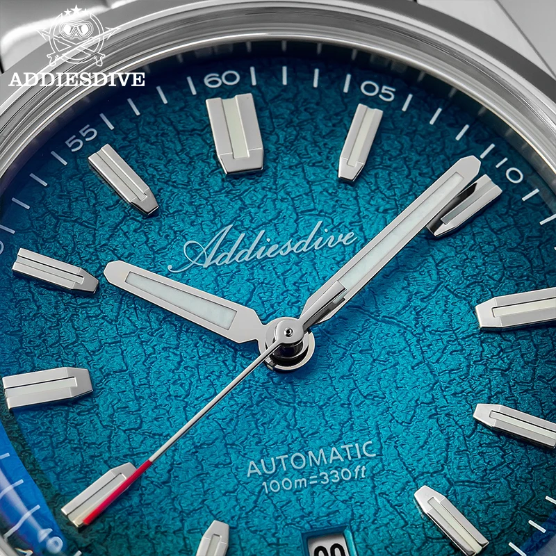 ADDIESDIVE New 39mm Men Automatic Watch Gradient 100m Waterproof 8215 Mechanical Watch Domed Glass Luminous 316L Stainless Steel