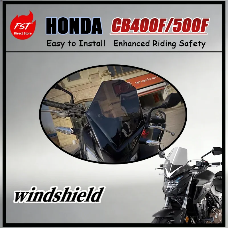 For Honda CB400F CB500F Motorcycle Windshield Heightened Anti-UV Anti-Scratch Chest Protector Front Wind Screen Easy Install Pe