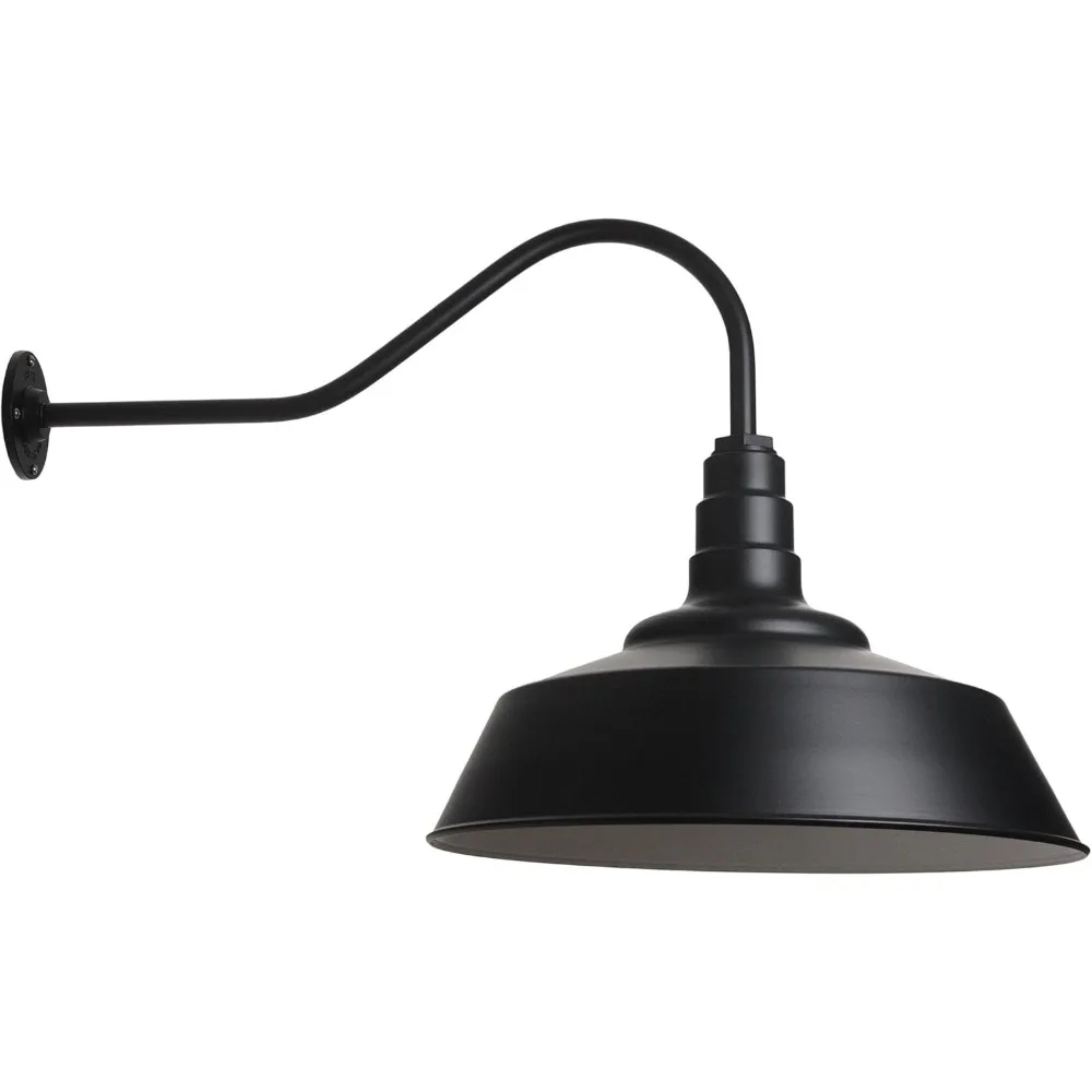 

Redondo Barn Light Outdoor Wall Mounted 20 inch Dome 23 inch Gooseneck Large Farmhouse Warehouse Light Made