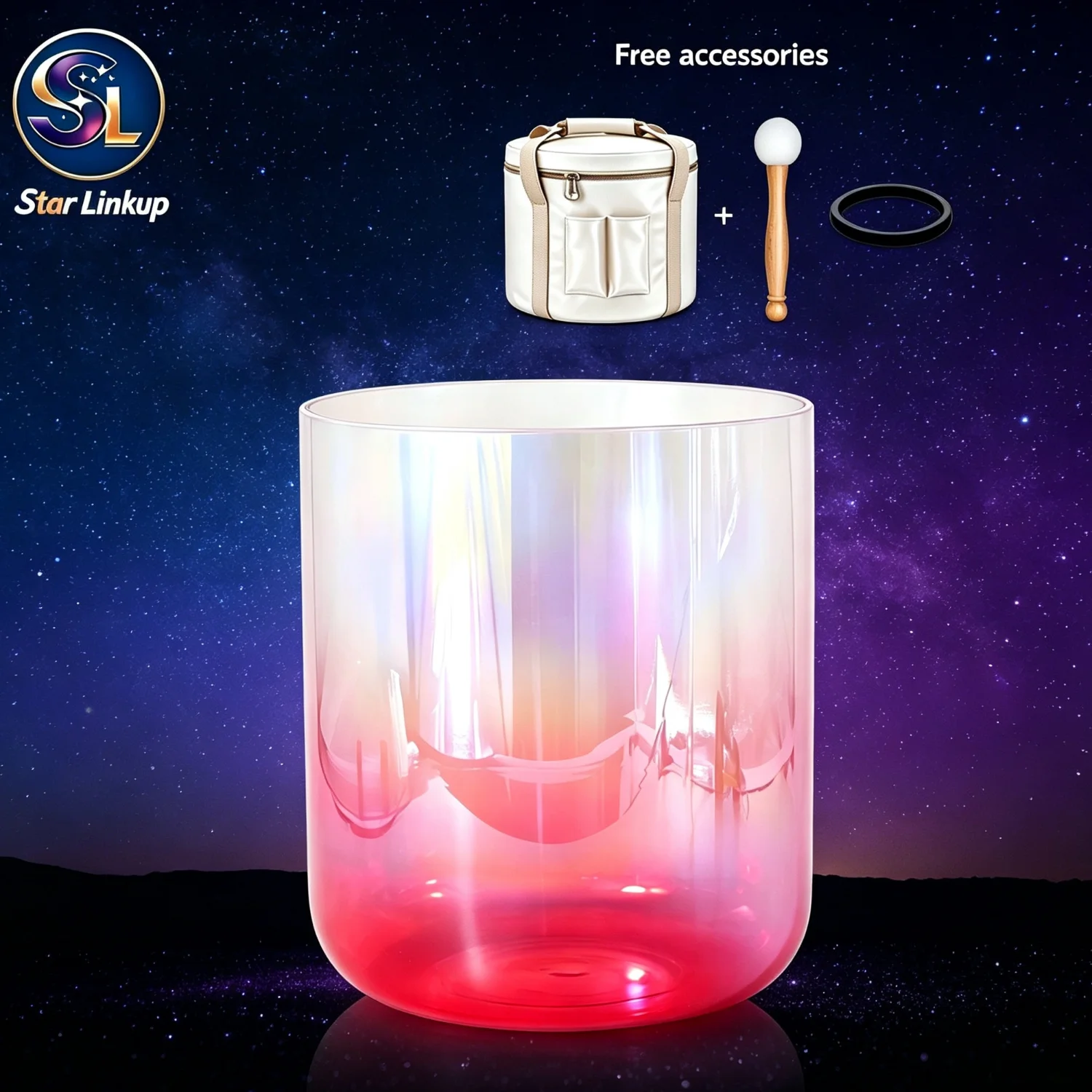 Aurora Alchemy Crystal Singing Bowl 432Hz/440Hz High Purity Quartz Bowl Chakra Healing Meditation with Mallet Bag O-ring