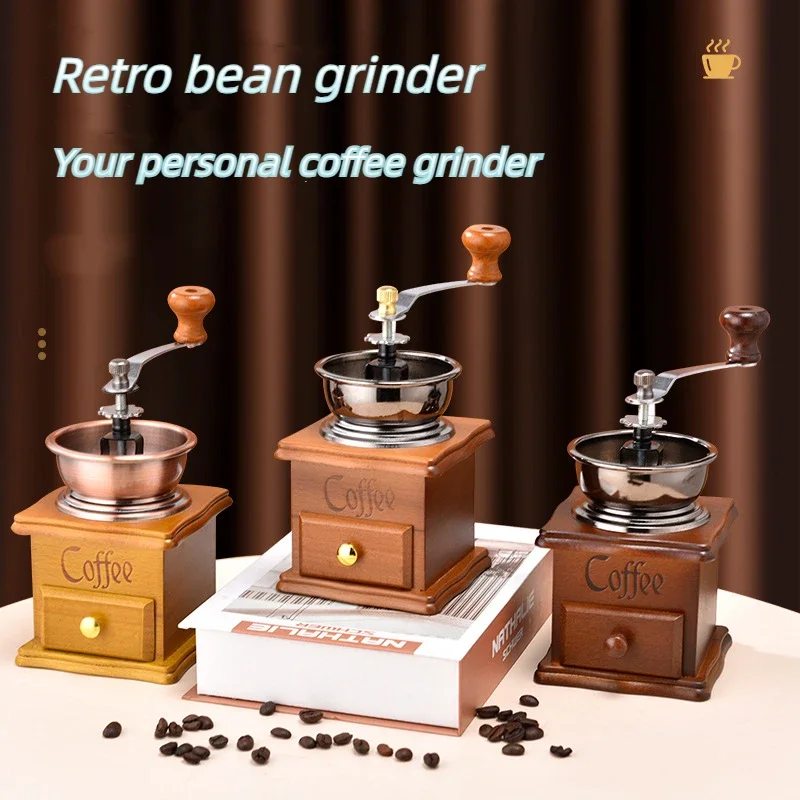 

Retro Hand Cranked Coffee Grinder Machine Small Manual Kitchen Coffee Grinder for Home Use