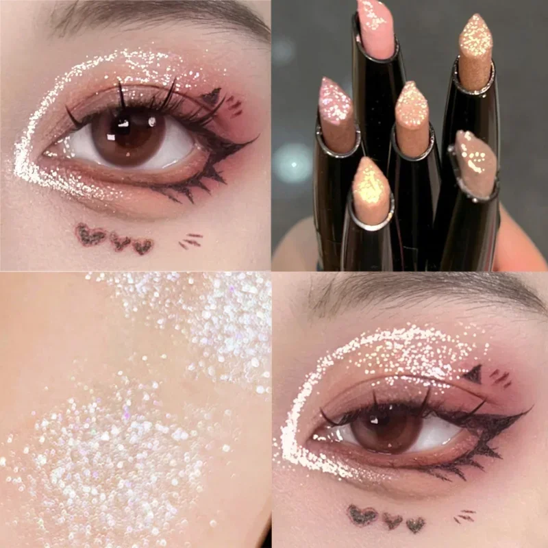 Diamond Eyeshadow Pen Face Makeup Highlighter Stick Long Lasting Matte Glitter Pink Champagne Gold Lying Silkworm Eyeliner Pen