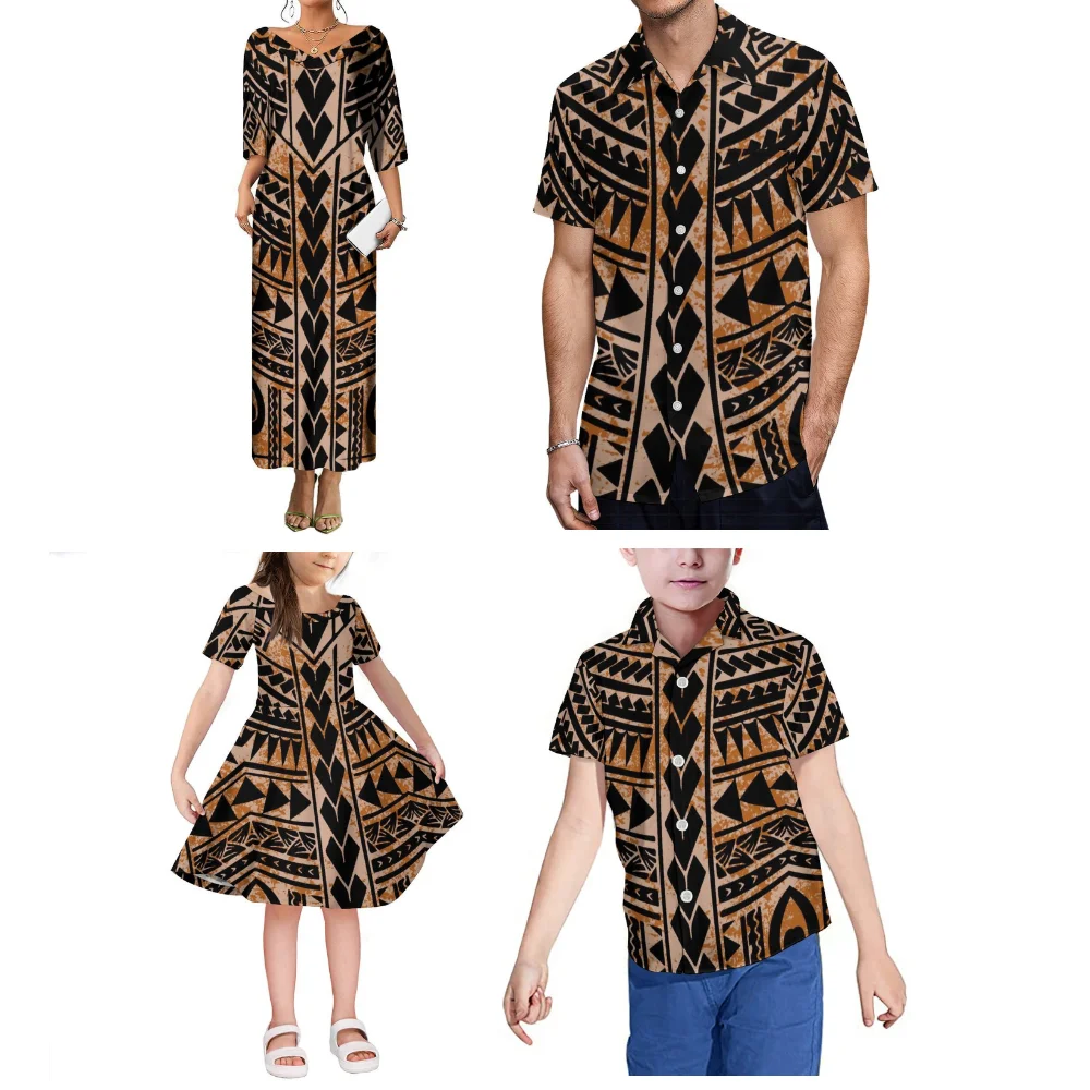 Em 2025, As novas roupas de festa de família personalizadas de verão da Polinésia incluem vestidos de mãe-filha e camisas casuais de pai-filho