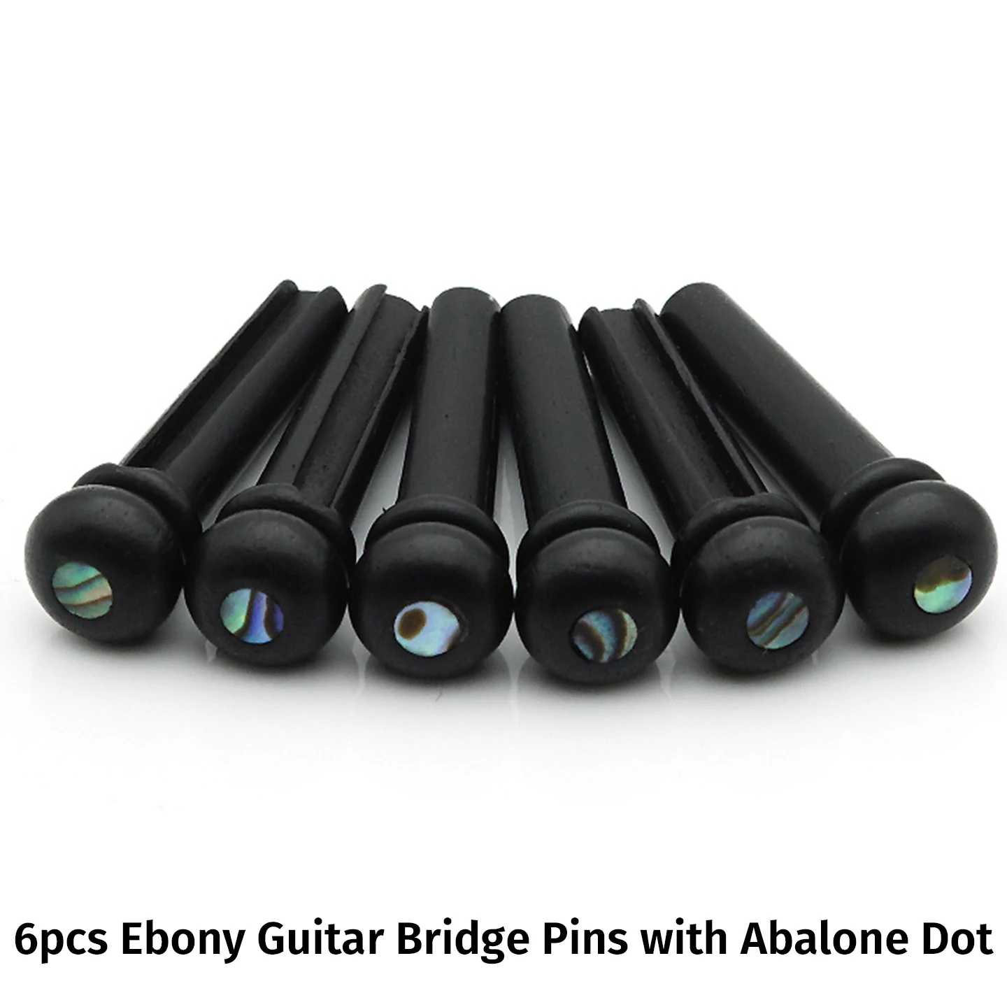 6pcs Ebony Guitar Bridge Pin Set Abalone Dot Inlay for 6 String Acoustics Includes Bridge Pin Puller