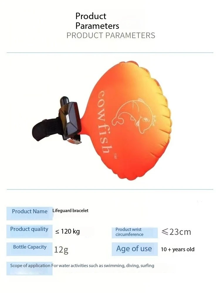 جهاز تعويم آمن للسباحة، سوار معصم ذاتي التوفير مضاد للغرق، وسادة هوائية مخصصة #6