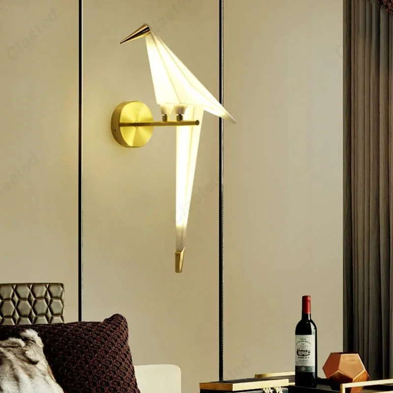 Origami Paper Crane Shaped Wall Lamp Creative Origami Bird Light Fixture Suitable for Bedroom Study Living Room Dining Room