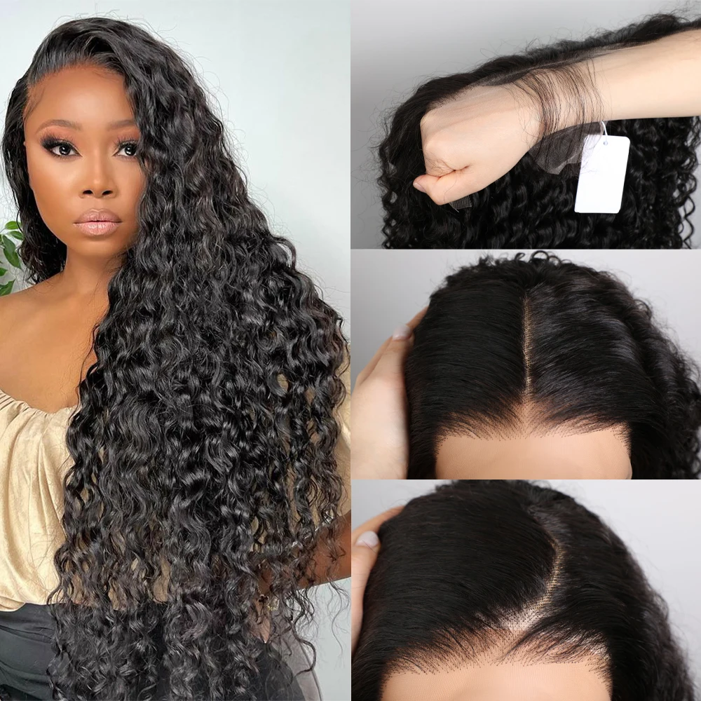 16-30 بوصة موجة المياه 13x4 الدانتيل الشفاف الجبهة الباروكات للنساء موجة المياه الدانتيل أمامي خصلات الشعر المستعار شعر بشري مجعد الباروكات