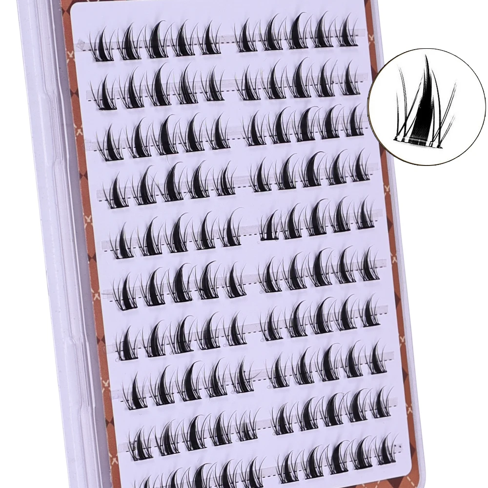 Natural 3D Manga Lashes Kit: 10 Rows Self-Adhesive Clusters, Sectioned Design Glue-Free