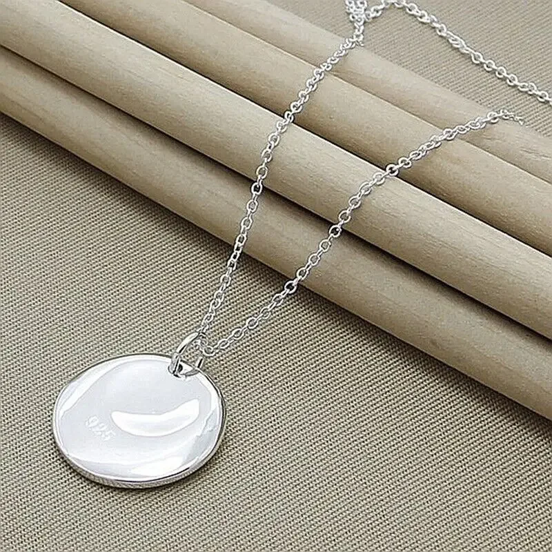 

CHUANGCHENG Fashion Jewelry Elegant 925 Sterling Silver Bump Round Pendant Chains Necklace for Women